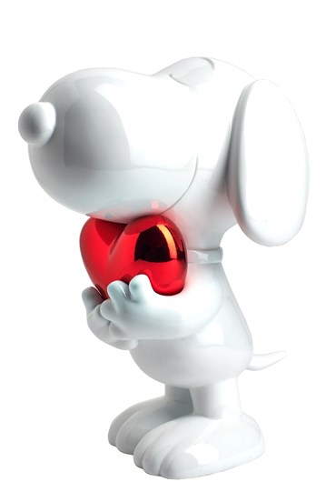 Snoopy Heart Glossy White & Chromed Red by Leblon Delienne - Limited Edition Sculpture